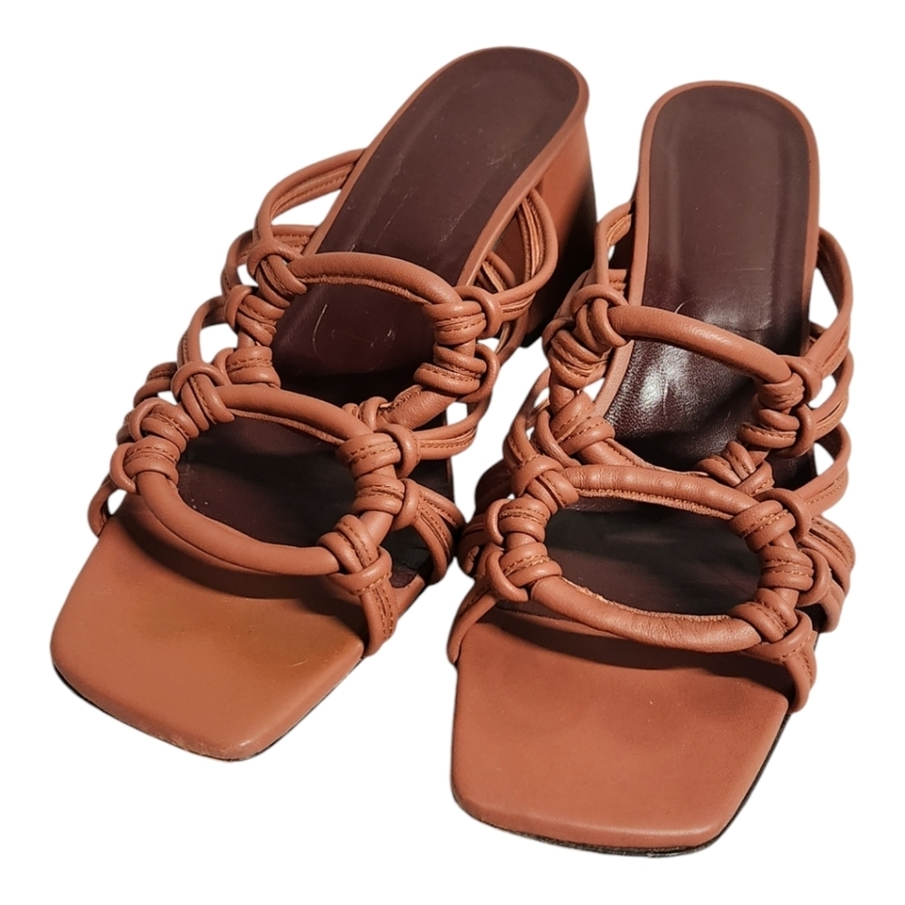 STAUD Adeline Knotted‎ Block Heel in Spice Sz 38